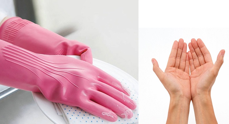 Dùng găng tay khi tiếp xúc với chất tẩy rửa